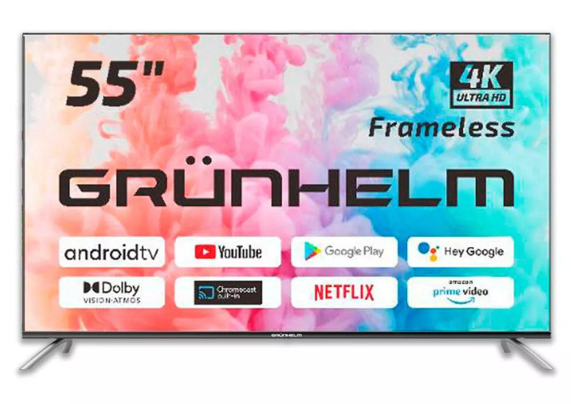 Телевізор 55, Google Android TV 11.0 - 55U700-GA11V T2 SMART TV, M8X, voice RC, dar (GRUNHELM)
